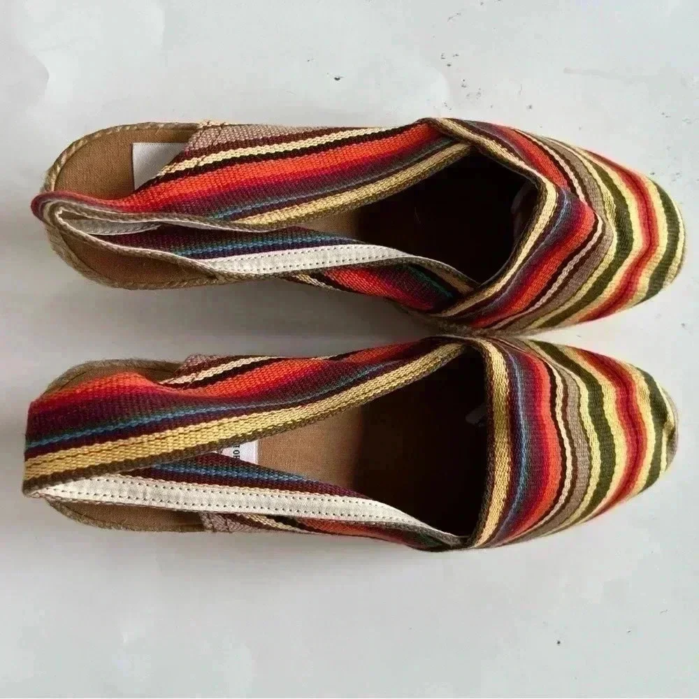 Rin woman’s multicolored Canvas Wedge Stripe Espadrilles made in Spain 3…